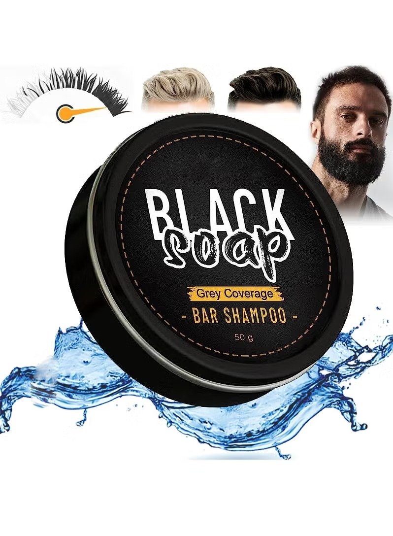 Black Shampoo Bar Soap For Men Hair and Beard Repair Soap Bar for Long Term Damage Control and Darke,Whit,Brown,Men's Hair Care